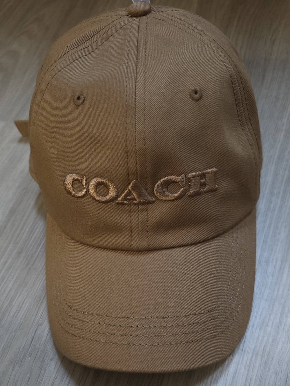 COACH Tan Embroidered Logo Baseball Cap